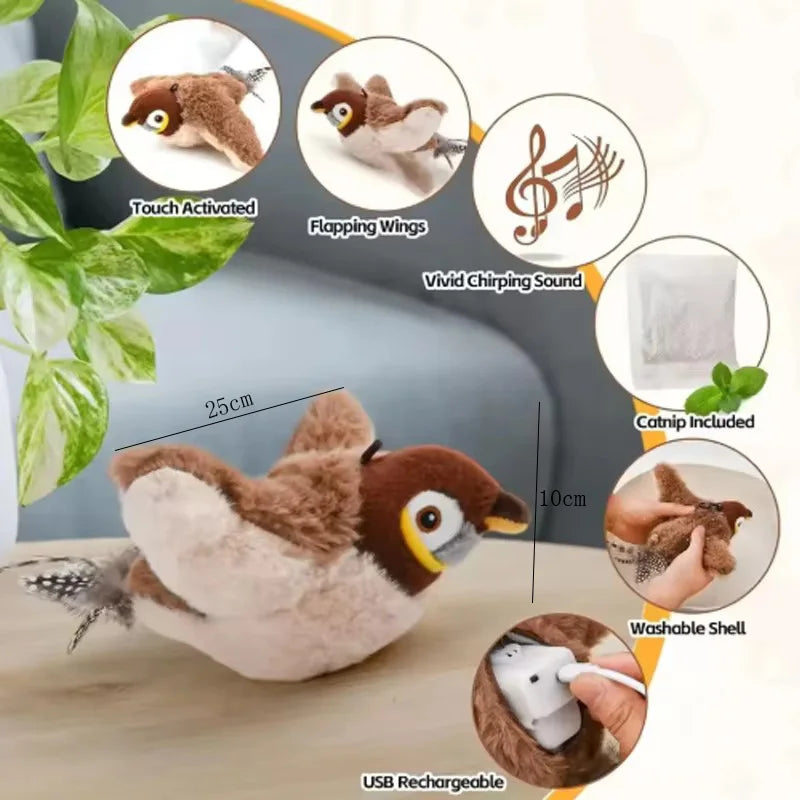 Interactive Chirping Simulated Plush Bird Toy For Cats And Dogs
