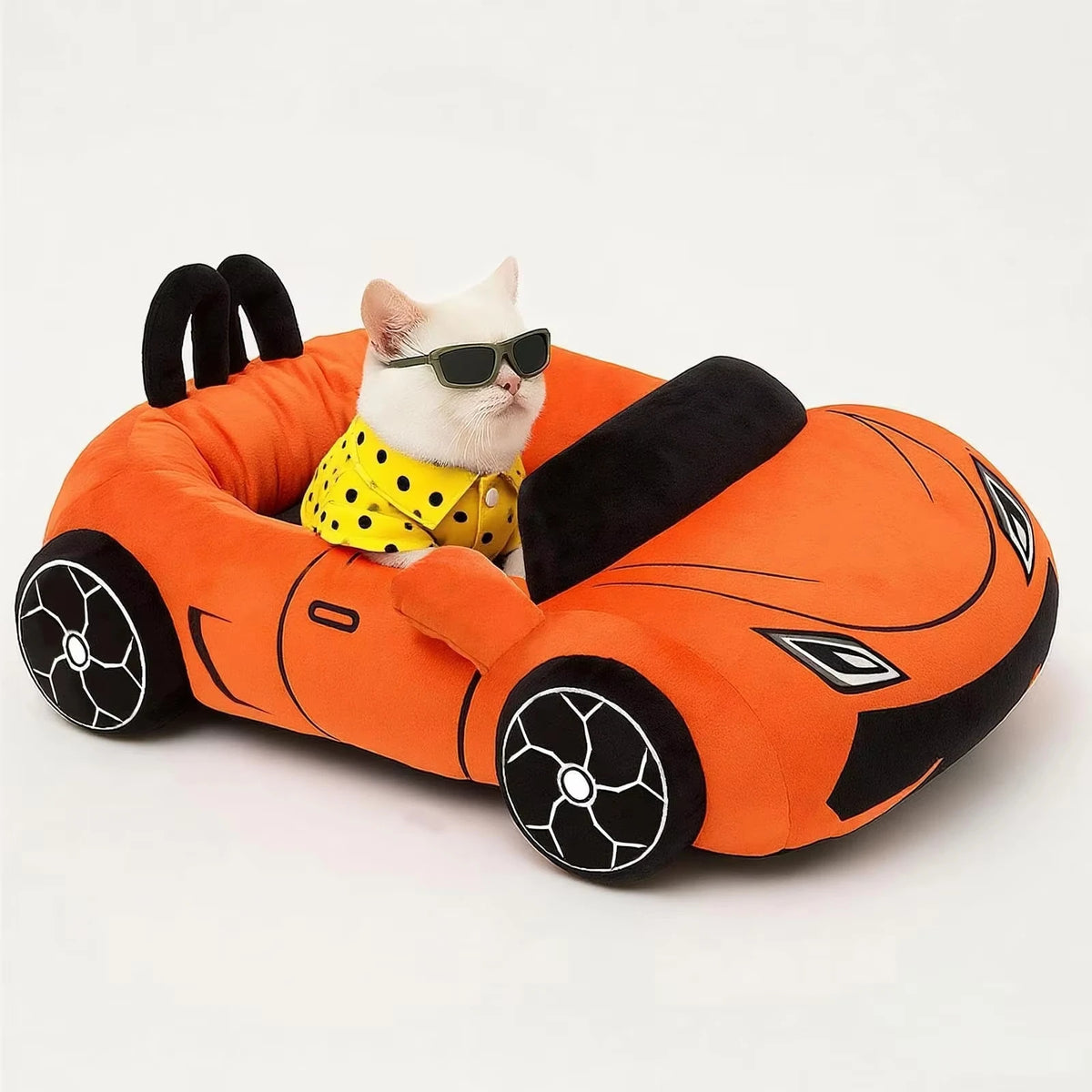 CWV Supercar Style Cat Bed With Soft Coral Fleece Cushion