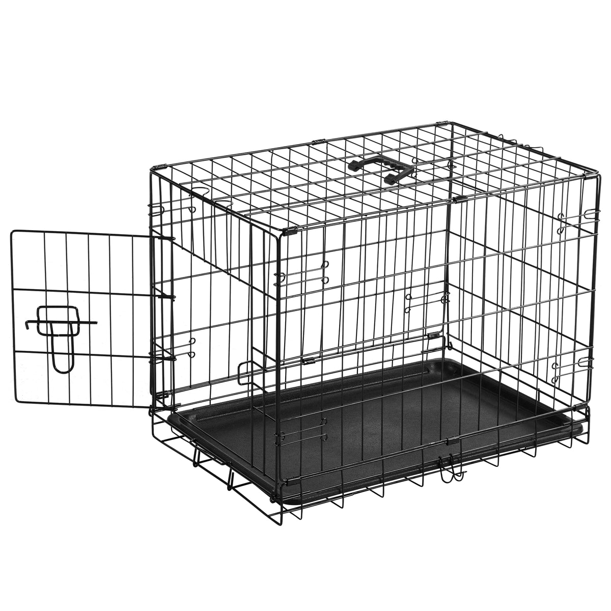 Jhk Foldable Metal Dog Kennel With Leak Proof Tray