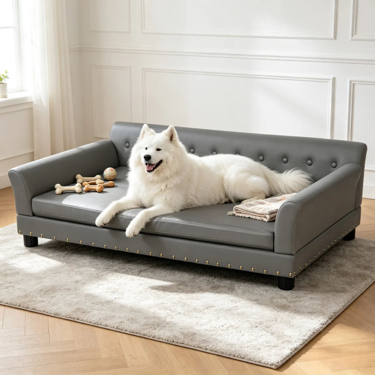 BINGOPAW Elevated Dog Sofa With Removable Microfiber Cover