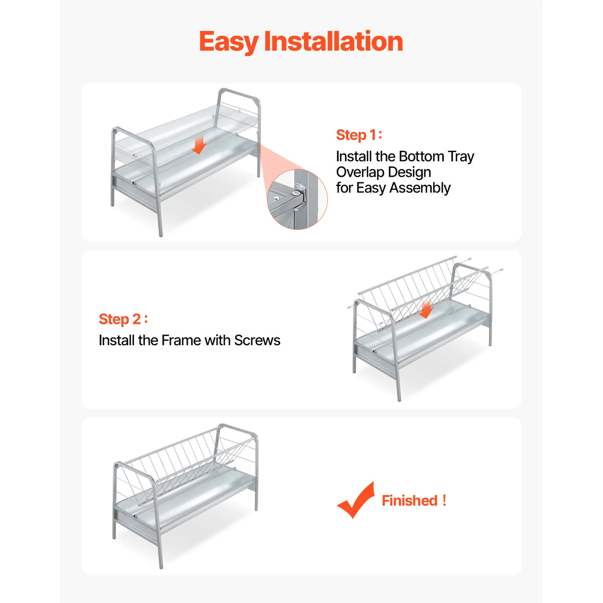 SucceBuy Livestock Hay Feeder Dual Pan Farm Pasture Trough