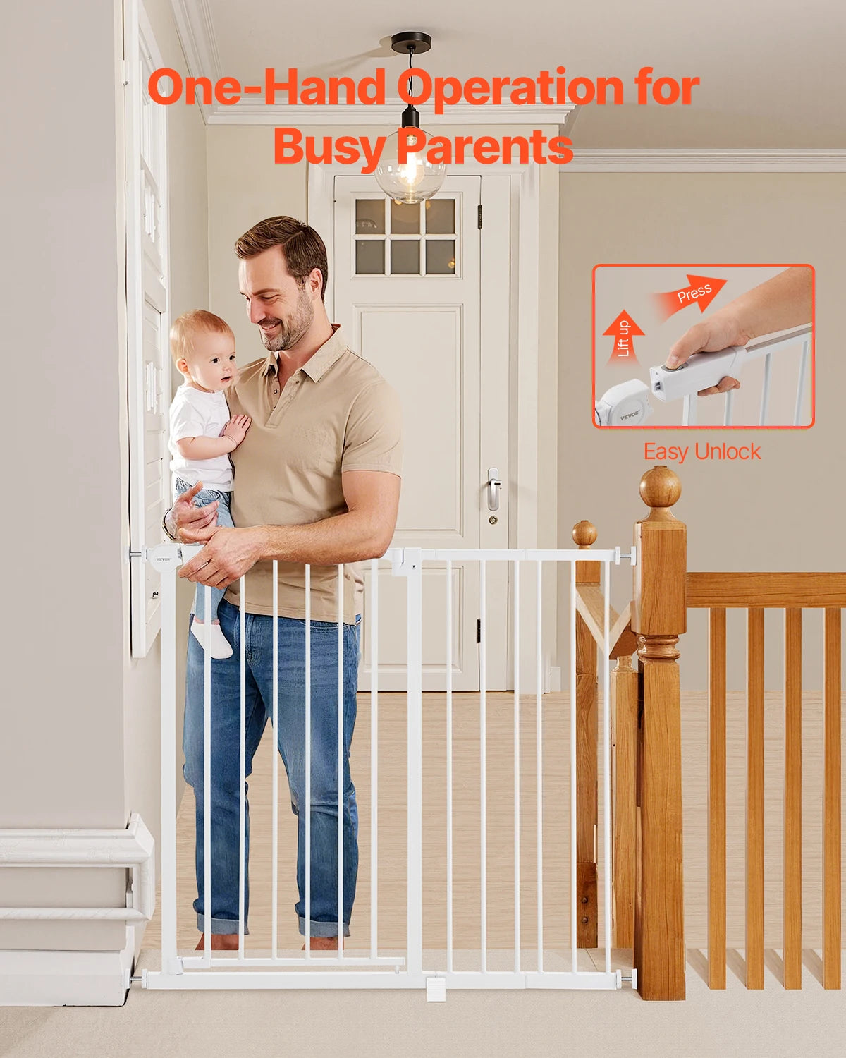 SucceBuy Pressure Mount Safety Gate For Babies And Pets