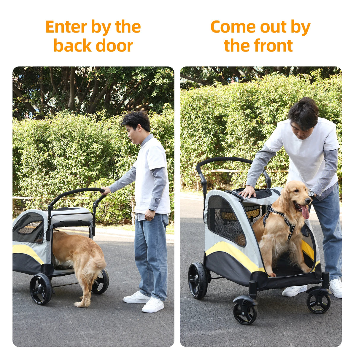 Bingopaw 4 Wheel Foldable Double Large Dog Stroller Pet Carrier