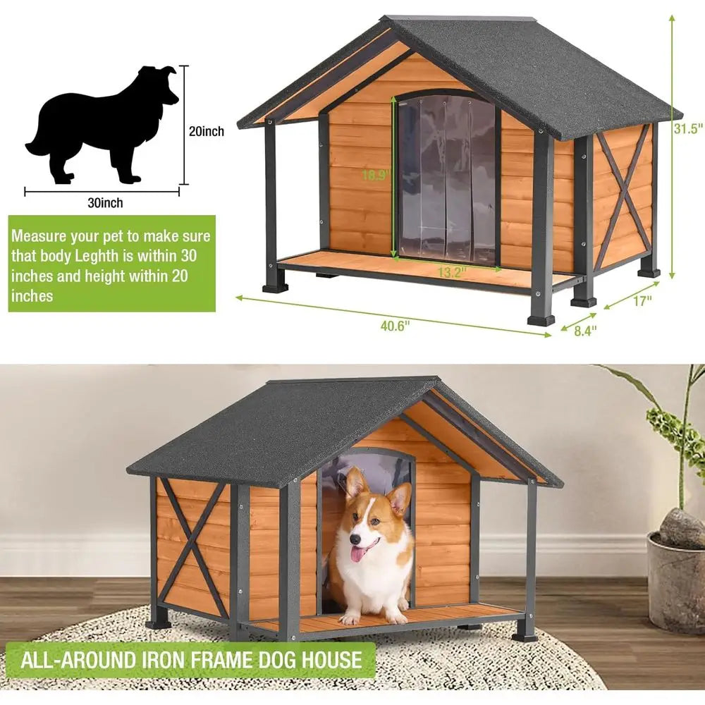 Dog House Outdoor & Indoor Unique All-Around Iron e Dog Kennel or Winter with Raised eet or Small & Medium & Large Dogs,Weatherp