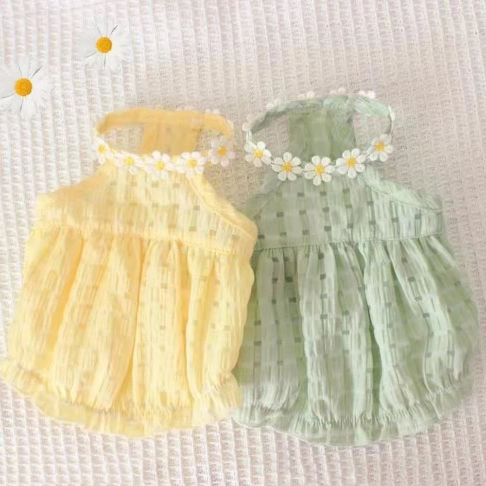 Breathable Floral Wreath Collar Pet Dress For Dogs And Cats