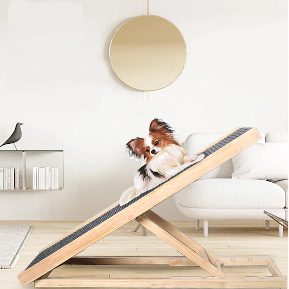 Adjustable Wooden Pet Ramp Portable Folding Ladder For Indoor Pets