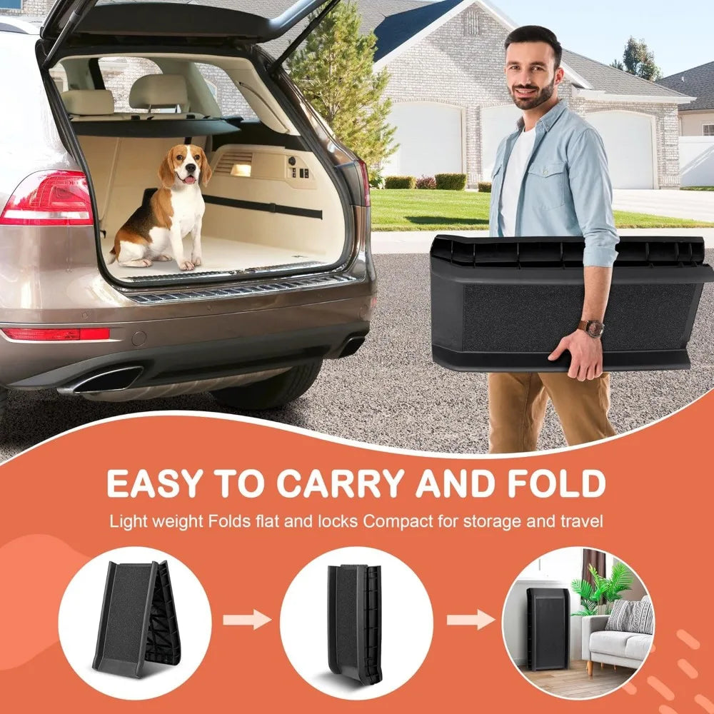 Premium Folding Pet Ramp For Vehicles With Raised Side Rails