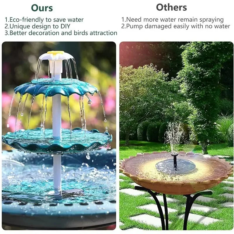 Solar Bird Bath Fountain With Detachable Water Landscaping Design