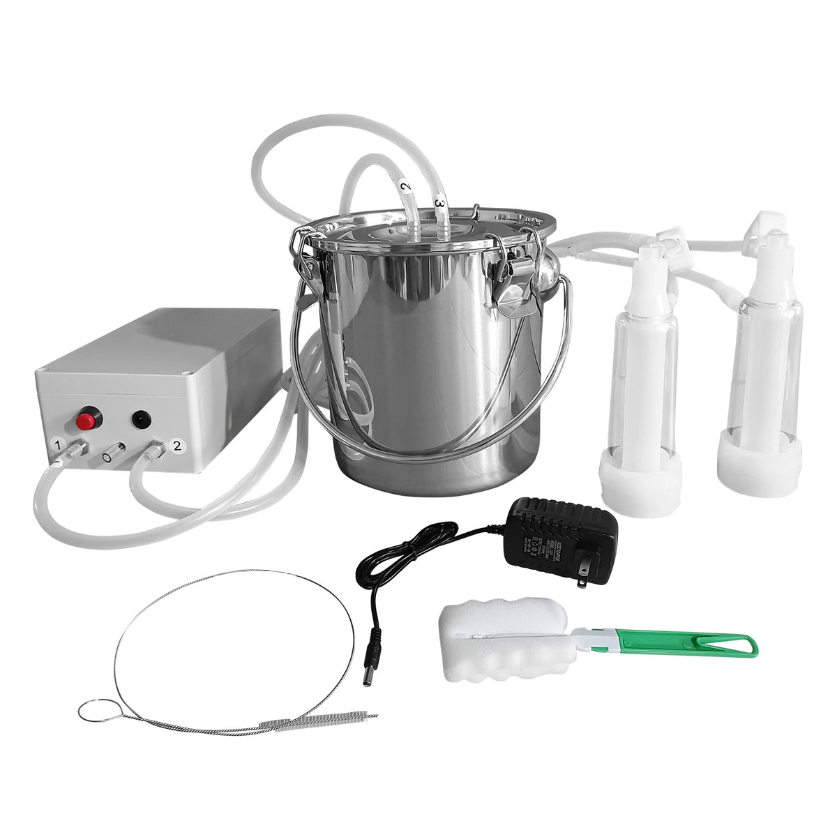 Portable Speed Adjustable Goat Milking Machine, 3L Electric Pulsation Vacuum Milker, Upgraded Milking Supplies Kit with Tube and Claw for Sheep, Homestead Dairy Goat Farming