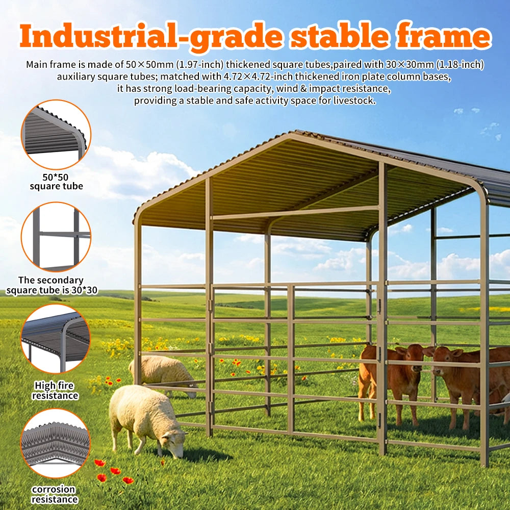 Heavy Duty Galvanized Steel Livestock Shelter Wind Resistant