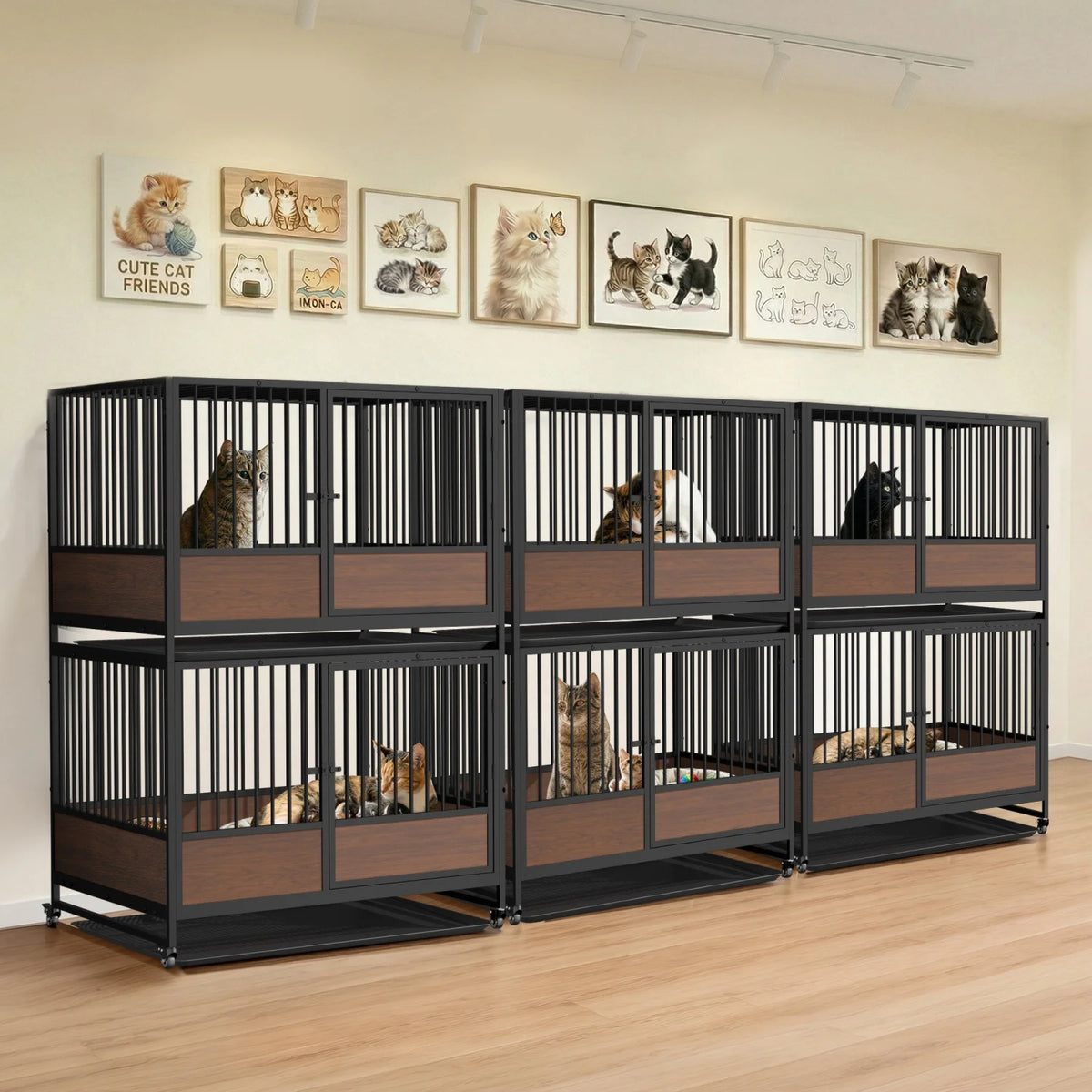 Premium Metal Cat Whelping Crate Removable Tray Furniture Style Slider